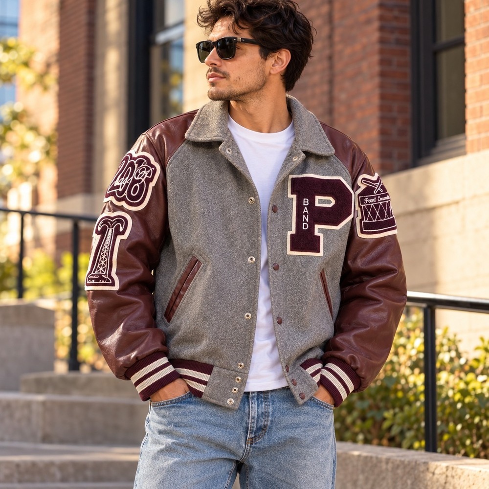 Powers Varsity Jackets Men's Small Wool Blend Letterman Jacket Band 2018 Leather